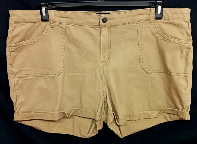 Joe Boxer beige denim spandex stretch mid rise rolled hem jean short 24W