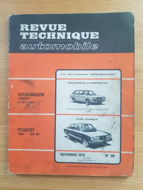 revue technique automobile RTA PEUGEOT 504 v6  604 v6