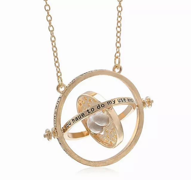 Harry Potter Hermione Granger Rotating Time Turner Necklace Hourglass Chain