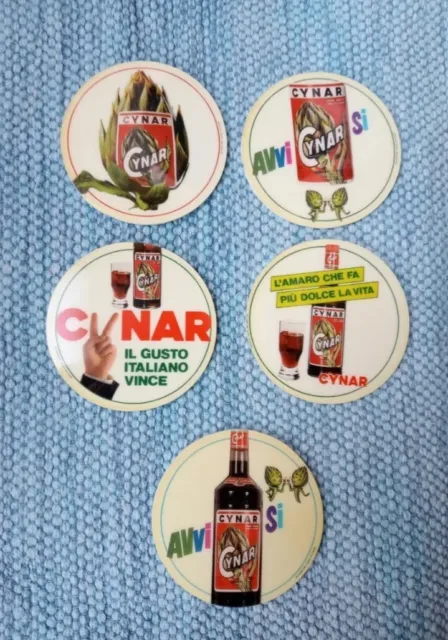 Sottobicchieri (5) pubblicitari Cynar anni 70