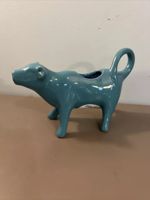 The Pioneer Woman Stoneware Teal Turquoise Blue Cow Creamer NEW with Tag