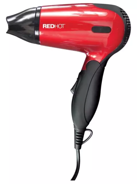 Red Hot 37070 1200W Travel Hair Dryer With Folding Handle / Dual Voltage