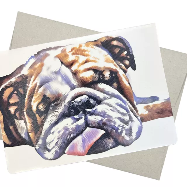 English Bulldog Greeting Card with Envelope (5X7 Inches and Blank Inside) for...