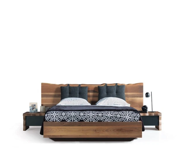 Chambre à Coucher Ensemble Lit 2x Table de Chevet Set Meuble Neuf 3tlg. Braun