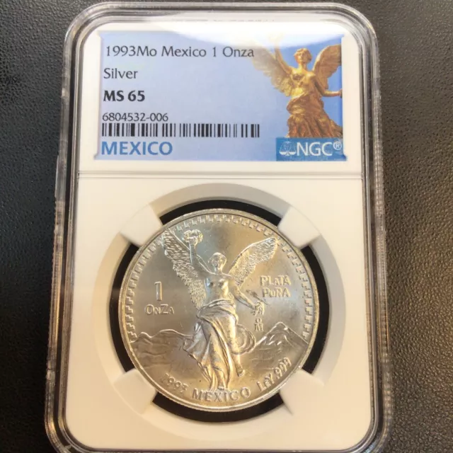 Ngc Ms65 | 1993 Mexico Silver 1 Onza Libertad Ngc Ms 65 Scarce | Stunning Gem!