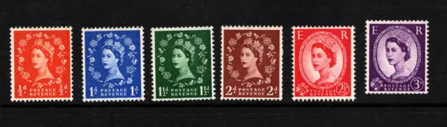 QEII 1957 SG561 - SG566 Wilding Graphite Set  6 MNH