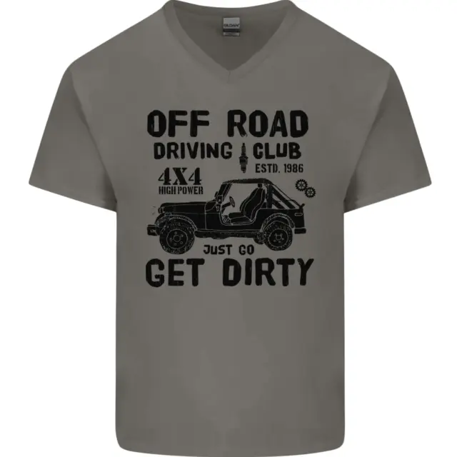 Maglietta da uomo Off Road Driving Club Get Dirty 4x4 divertente collo a V cotone