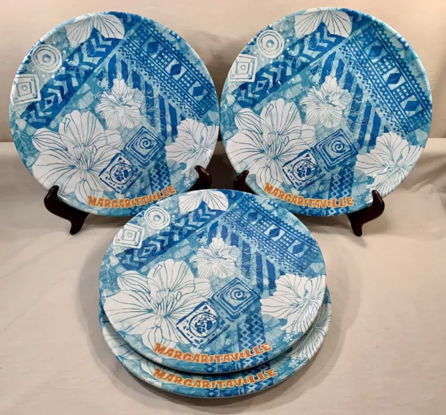 Set Of 4 Blue MARGARITAVILLE 10.25” Melamine Dinner Plates: Jimmy Buffett
