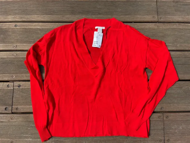Superbe Pull Rouge Col V H&M Taille S Neuf Col 2022