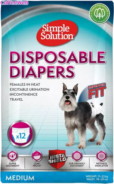 Simple Solution Nuovi ‘True Fit’ Pannolini Monuso per Cani Femmina Con Idicatore