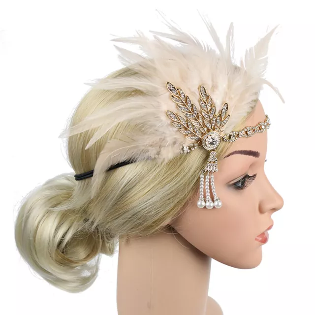 1920s Headband Feather Bridal Great Gatsby Flapper Headpiece Hair Accessories