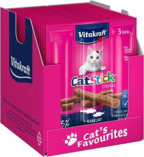 VITAKRAFT - Friandises Chat « Cat-Stick Mini » - Au Cabillaud et Colin - Alim...