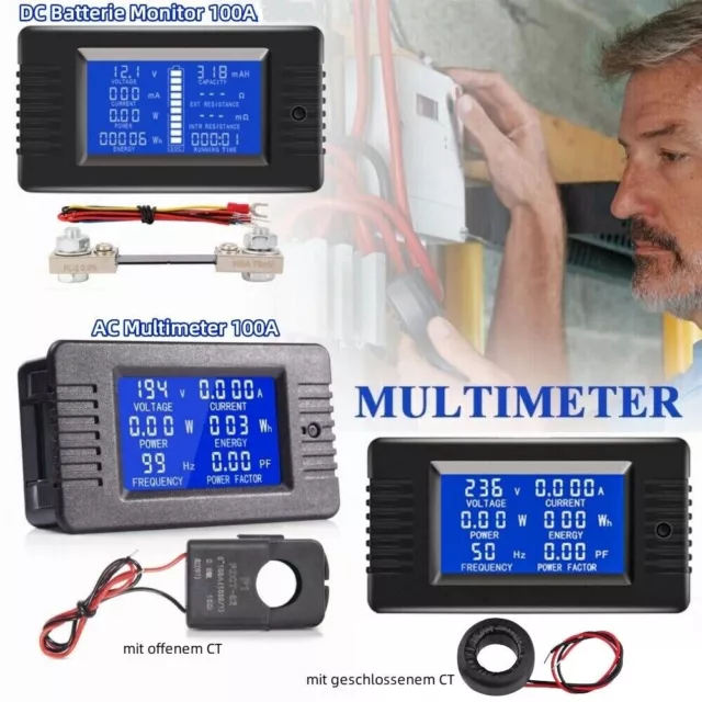 LCD-Panel AC DC Digital Power Watt Meter Monitor Spannung Voltmeter Amperemeter