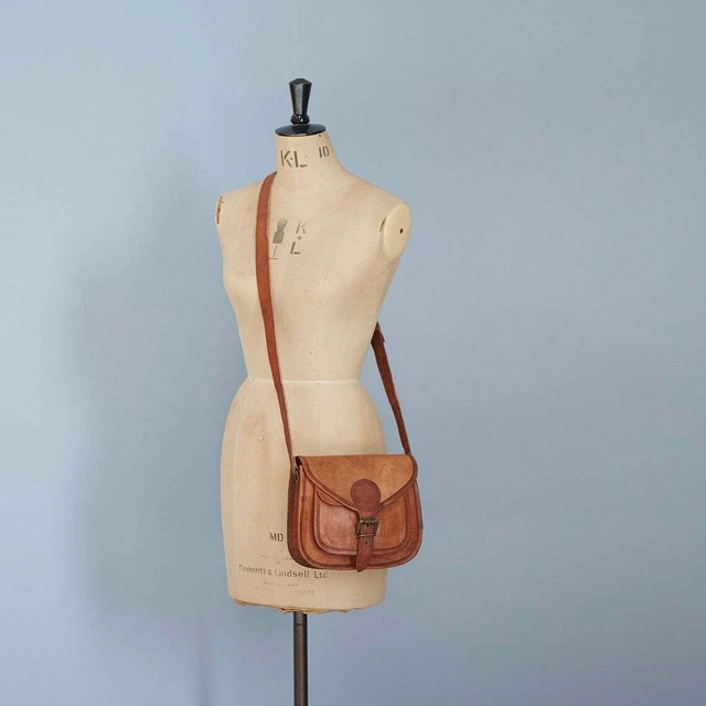 Marron Foncé Satchel Sac Authentique Vintage Bandoulière Cuir Sac Épaule Femme