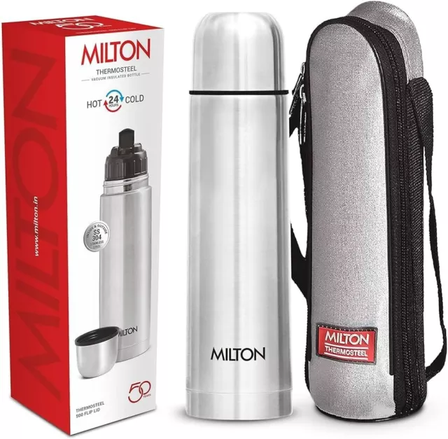 Milton Thermosteel Flip Lid Flask 500, Double Walled Vacuum Insulated 500 ml