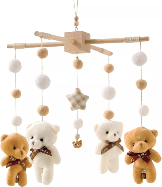 Baby Mobile Wooden Baby Crib Mobile Toy, Hanging Cot Rotary Mobile Baby Bed Win
