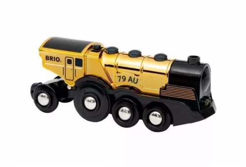 BRIO World 33630 Goldene Batterielok mit Licht und Sound - Mit Auskoppel-Funktio