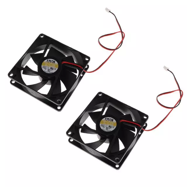 2Pcs 80mm 8cm Computer Case Fan 2 Pin Cooling Cooler Silent Quiet No LED