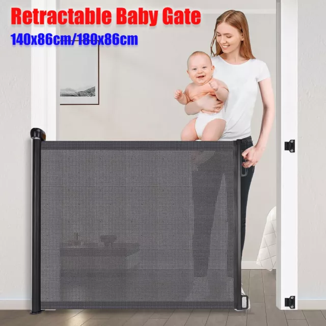 Baby Safety Gate Retractable Door Extra Wide Pet Dog Indoor Outdoor Stair Guard