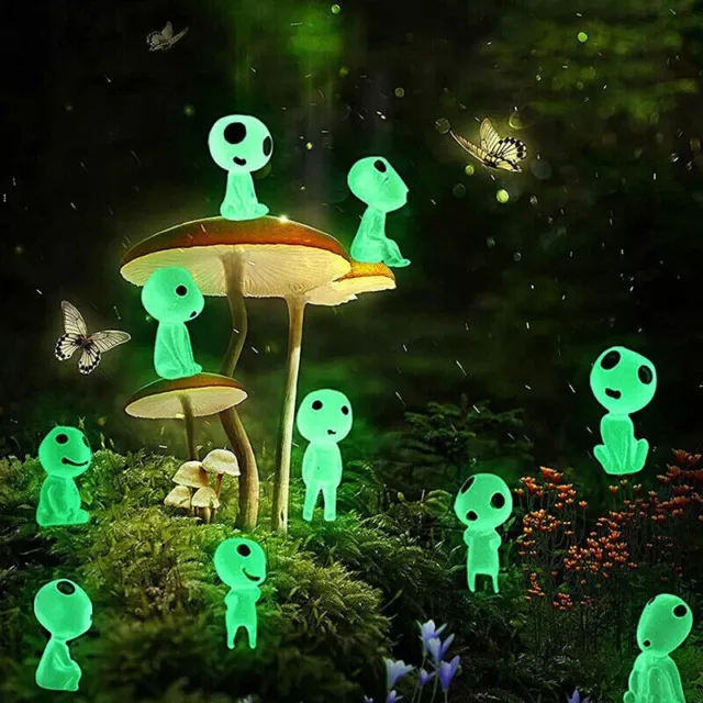 Set of  10 Princess Mononoke Kodama Tree Spirit  Luminous Resin Pendants   Green