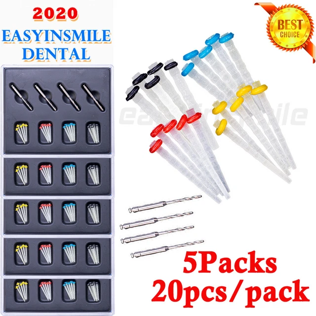 100Pc Dental Endo Quartz Fiber Post Resin Glass Screw Piles Root Canal Pin+Drill