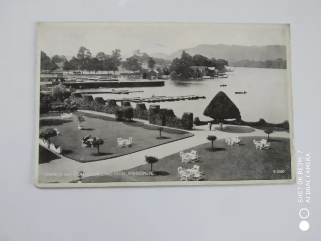 old postcard,bowness bay from old england hotel, windermere, lake district, engl