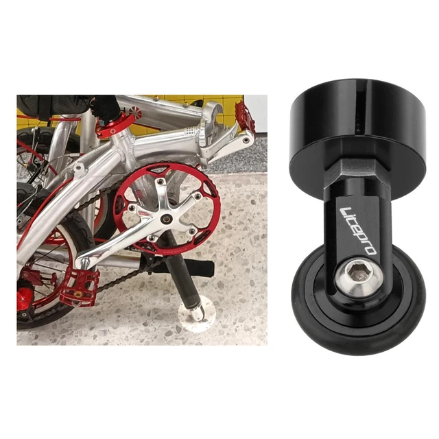 Lightweight Alloy Folding Bike Seatpost Roller Pushing Casters Black