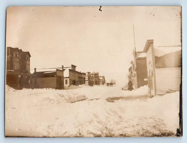 Hull Iowa IA Postcard RPPC Photo Main Street Winter Scene c1910's Antique