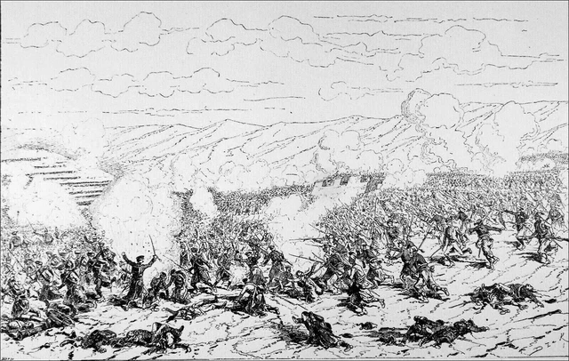 CRIME WAR - BATTLE of INKERMANN: ATTACK of the ZOUAVES of BOSQUET - engraving