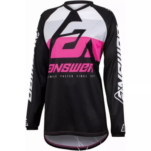 NEW Answer Syncron CC Black/White/Rhodamine Womens Motocross Dirt Bike Jersey