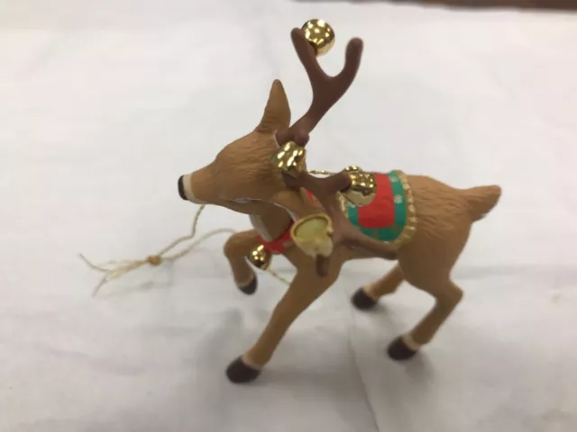 2000 Hallmark Keepsake Christmas Ornament "Ringing Reindeer" - Excellent