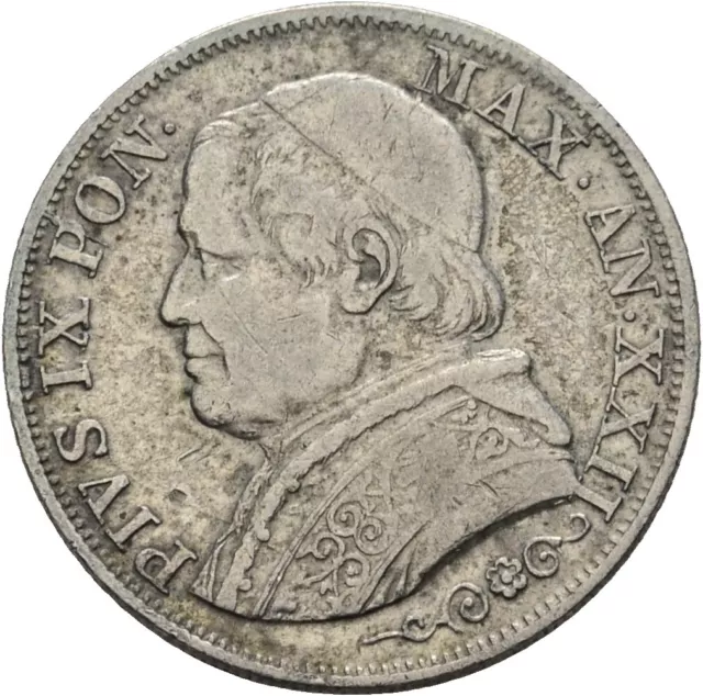 Vatikan 1 Lira 1868 Pius IX. Silber 4,8 g Original  #PKL225