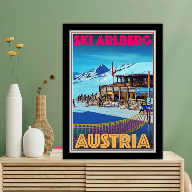 Poster di viaggio Art Déco incantevole turismo vacanze retrò - sci Arlberg Austria