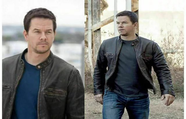 Contraband Mark Wahlberg's Men's Slim Fit Distressed Real Leather Biker Jacket