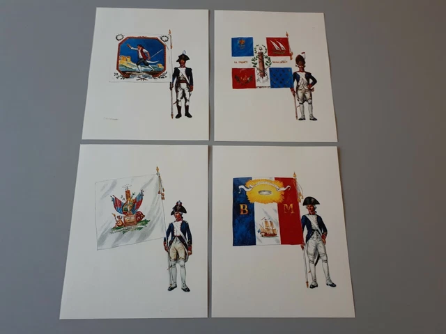 cartes : soldats portes drapeaux de la révolution Française