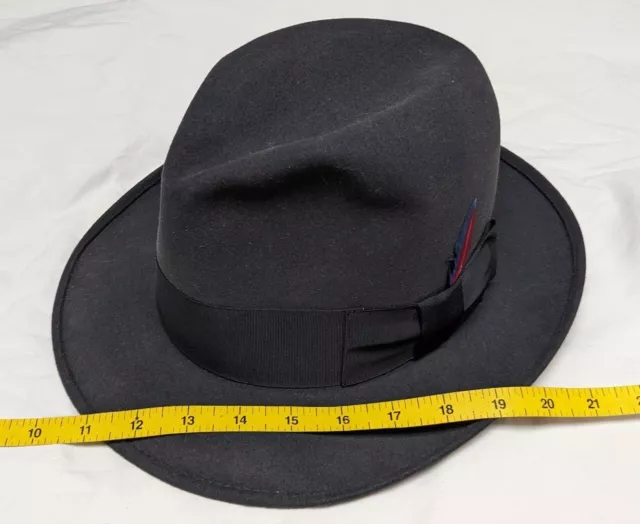 Dobbs Fifth Avenue New York Vintage Fedora Hat -7 1/8 Vintage Dark Charcoal