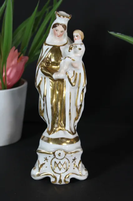 Antique french vieux paris  porcelain madonna figurine statue