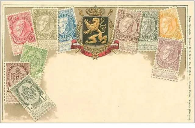 Belgique.carte Postale.representation De Timbres