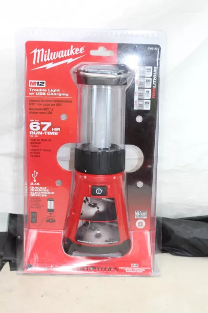 Milwaukee 2362-20 M12 12V Cordless Trouble Light w/USB Charging Light, 400 Lumen