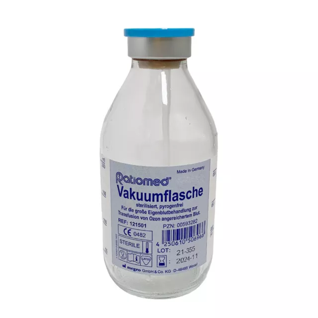 250ml/500ml Vakuumflasche mit Flaschenhalter, Ozon-Therapie Reinfusion Aderlass