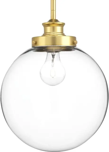Penn Collection 1-Light Clear Glass Farmhouse Pendant Light Natural Brass