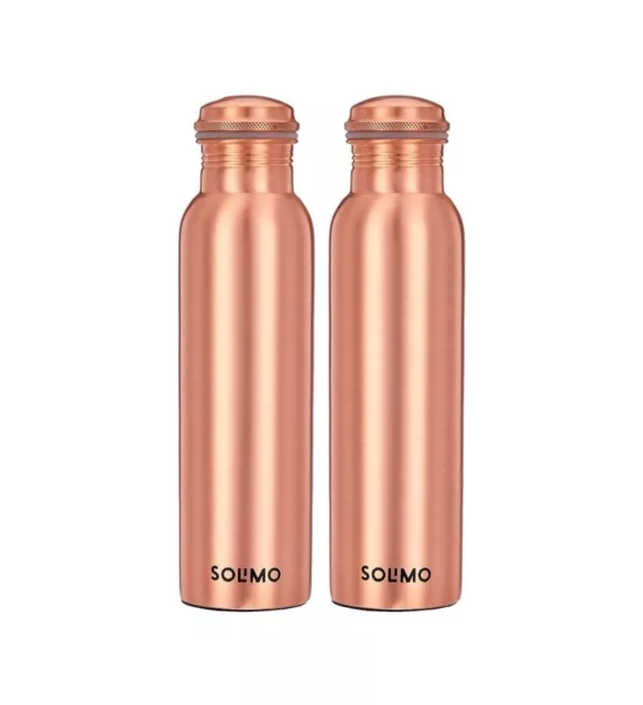 Botella de agua de cobre Solimo, jarra Ayurveda Health, 1 litro (2 botellas)
