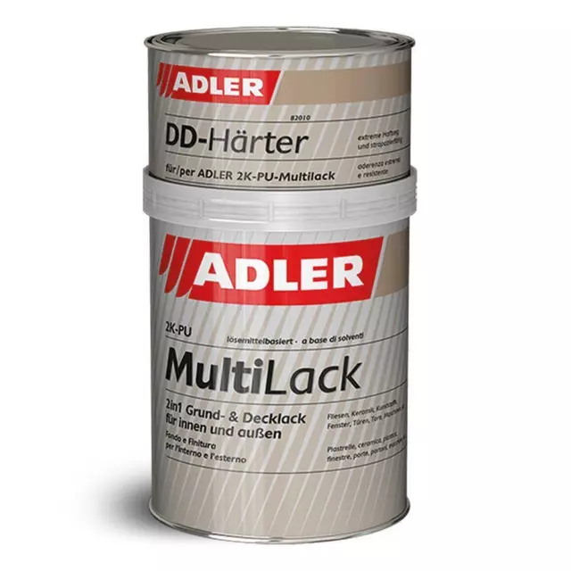 Adler 2K-PU-Multilack Weiß glänzend Fliesenlack Allroundlack+ Härter 1Kg