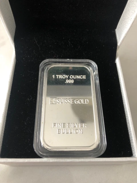 Rare 1oz Silver 999 Bar Suisse Gold in Premium Capsule Year Of The Dragon 2012 A