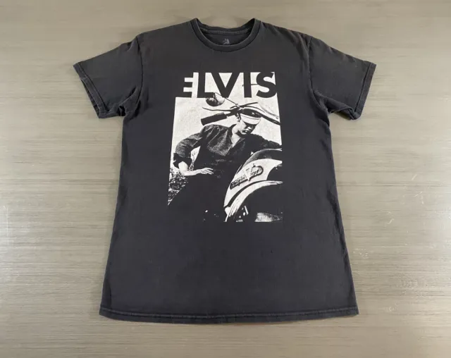 Elvis Shirt Adult Medium Black White Biker Concert Music Band Graphic Tee Mens