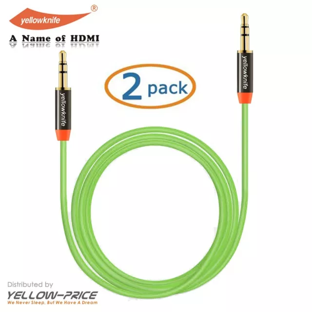 2 Pack Auxiliary Cable 3FT - Shielded Aux Cord - 3.5mm Male to Male Audio Jack