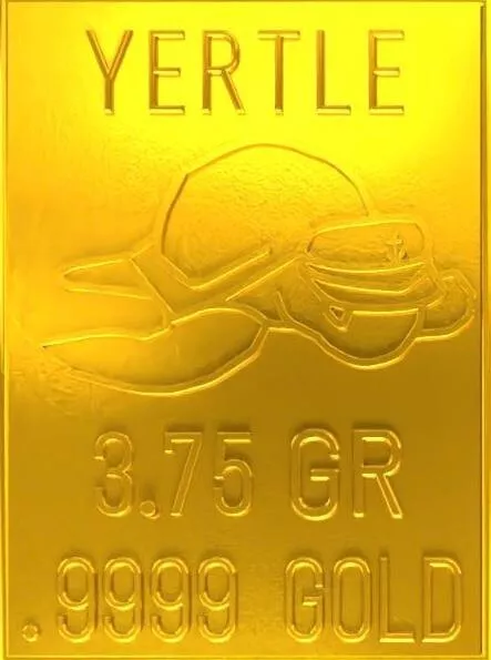 .25 Gram Yertle The Turtle Gold Bar Bullion Precious Metal .9999 Gold .9999