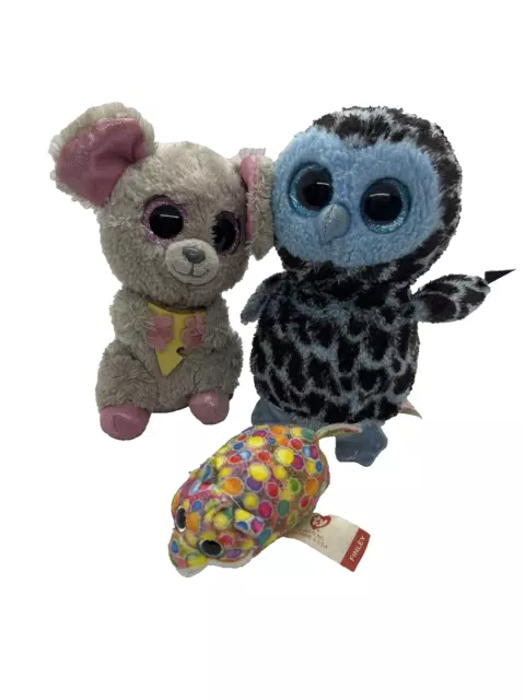 Beanie Boos X 3 big eyes owl mouse TY circa 2018 Girls toys birthday