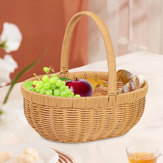 Panier de rangement fait main panier de pique-nique PP matériel rotin