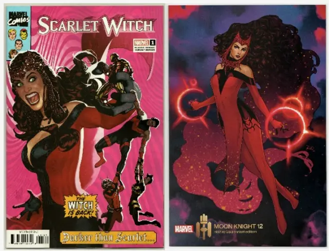 Scarlet Witch #1 Hughes HOMAGE 2023 & Moon Knight #12 GALA Variant 2022 SET Lot